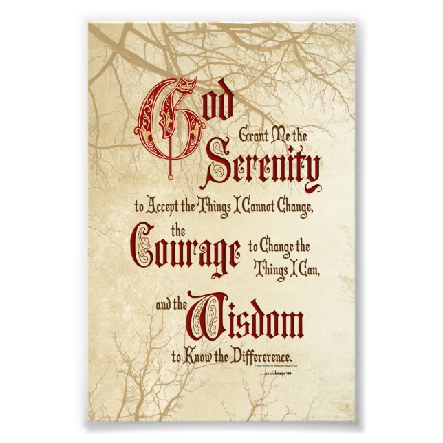 Serenity Prayer: Tree Limbs, Strength/Recovery Photo Print (Front)