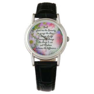 Serenity Prayer watch in floral design