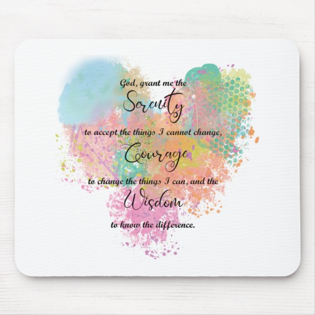 Serenity Prayer Watercolor Mouse Pad (Front)