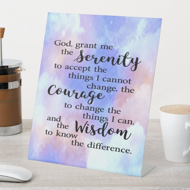 Serenity Prayer Watercolor Pedestal Sign (In SItu)
