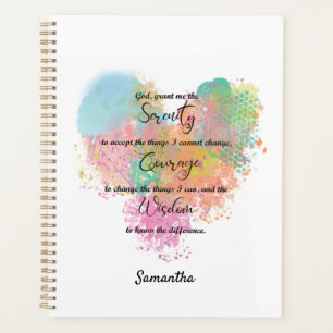 Serenity Prayer Watercolor Planner