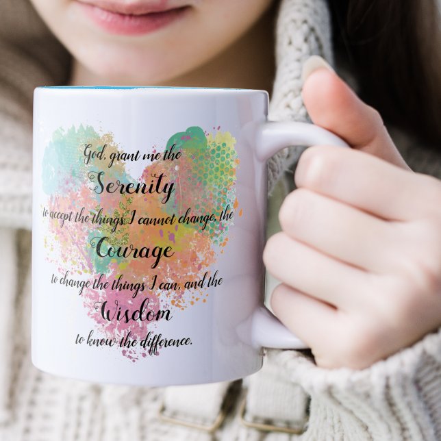 Serenity Prayer Watercolor Two-Tone Coffee Mug (Creator Uploaded)