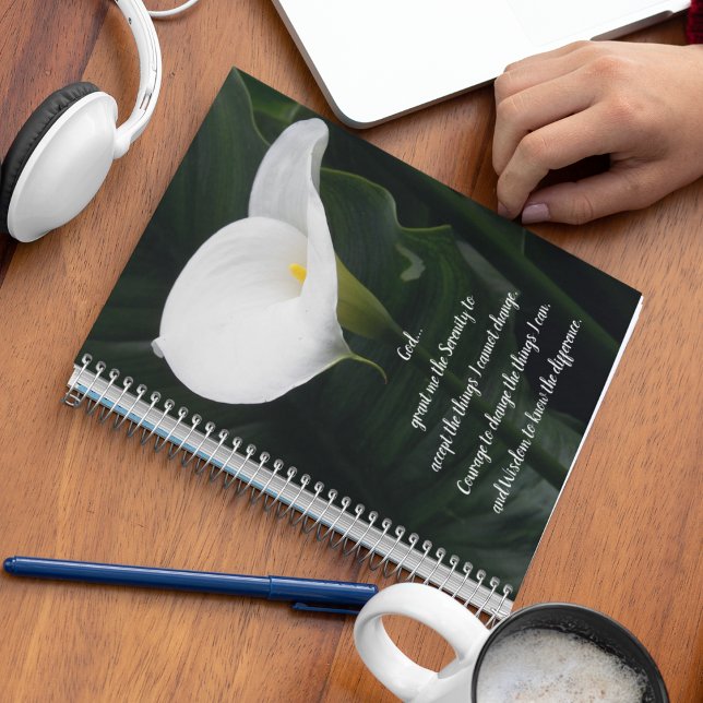 Serenity Prayer White Calla Lily Floral Planner (In Situ)