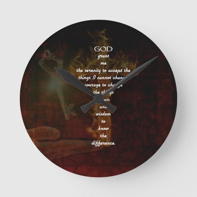 Serenity Prayer With Beautiful Christian Art Round Clock (Front)