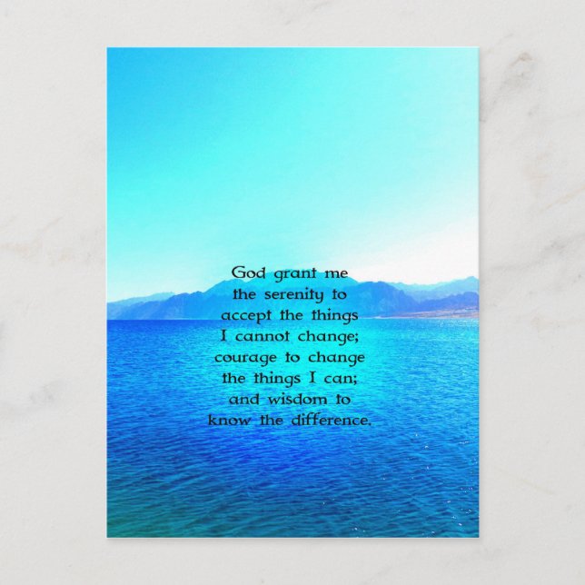 Serenity Prayer With Blue Ocean and Amazing Sky Postcard (Front)