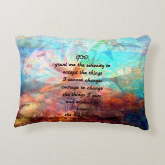 Serenity Prayer With Inspiring Underwater Art Decorative Cushion