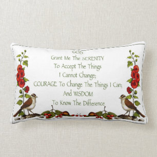Serenity Prayer With Nature Border: Hand Drawn Lumbar Cushion