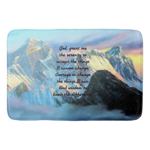 Serenity Prayer With Panoramic View Mount Everest Bath Mat