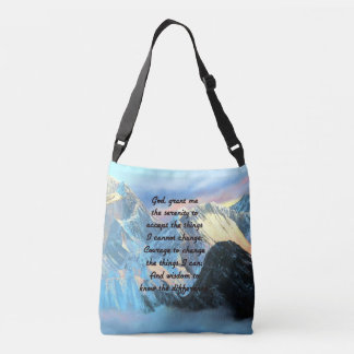Serenity Prayer With Panoramic View Mount Everest Crossbody Bag