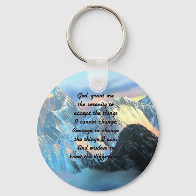Serenity Prayer With Panoramic View Mount Everest Key Ring (Front)