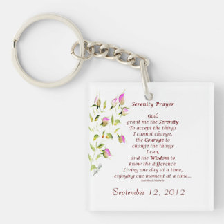 Serenity Prayer with Roses Key Chain