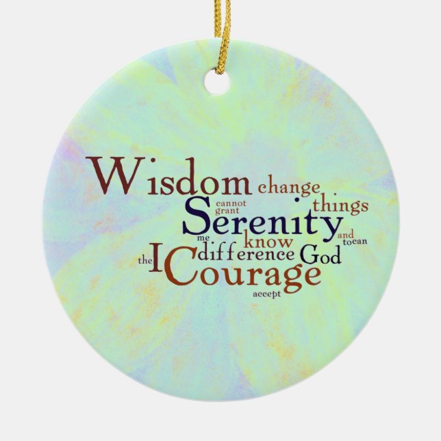 Serenity Prayer Wordle on abstract Ceramic Tree Decoration (Front)