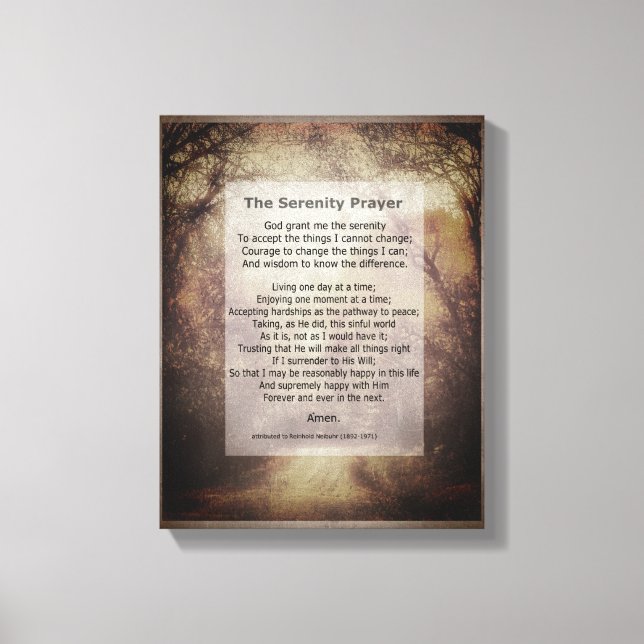 Serenity Prayer wrapped canvas art with quote (Front)