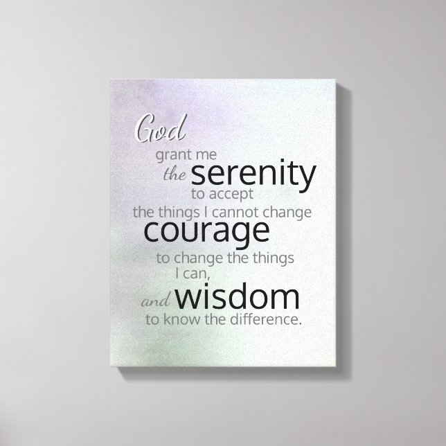 Serenity prayer wrapped canvas on soft colours (Front)