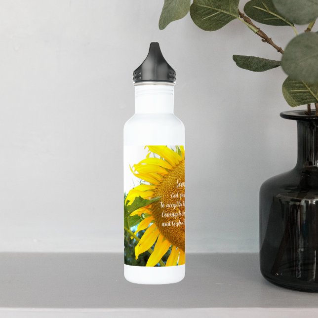 Serenity Prayer Yellow Sunflower Floral 710 Ml Water Bottle (In Situ)