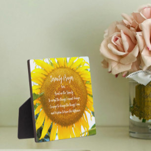 Serenity Prayer Yellow Sunflower Floral Plaque
