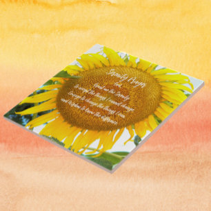 Serenity Prayer Yellow Sunflower Floral Tile