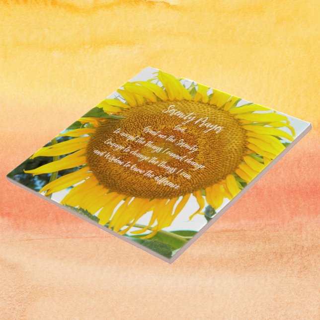 Serenity Prayer Yellow Sunflower Floral Tile (In Situ)