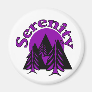 Serenity Quote Modern Black Purple Moon Trees Magnet