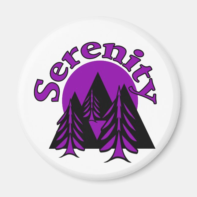 Serenity Quote Modern Black Purple Moon Trees Magnet (Front)
