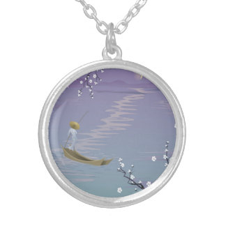 "Serenity" Round Necklace, Silver-tone Silver Plated Necklace