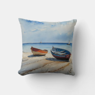 "Serenity Shores" A Restful Watercolour Seascape Cushion