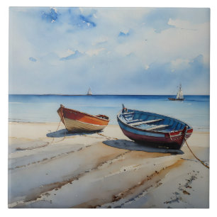 "Serenity Shores" A Restful Watercolour Seascape Tile