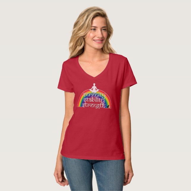 Serenity Stability Strength Rainbow Intentions T-Shirt (Front Full)