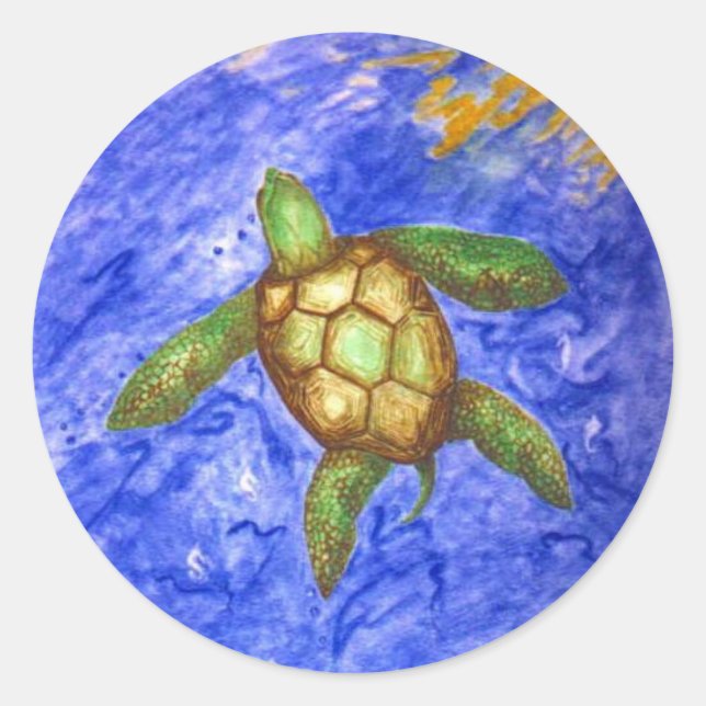 Serenity Turtle Classic Round Sticker (Front)