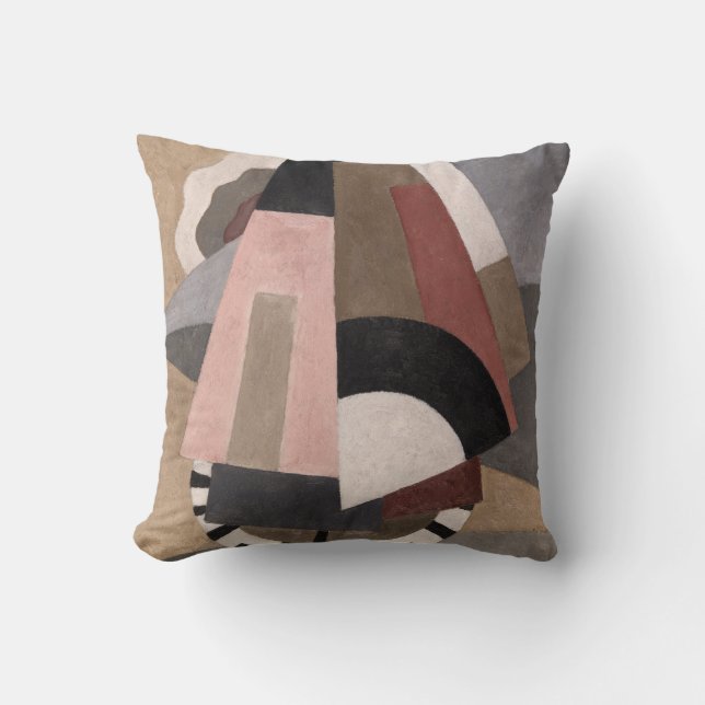 Serge Charchoune Composition Cubist Earth Tone Cushion (Front)