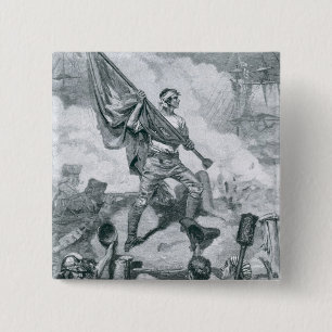 Sergeant Jasper at the Battle of Fort Moultrie 15 Cm Square Badge
