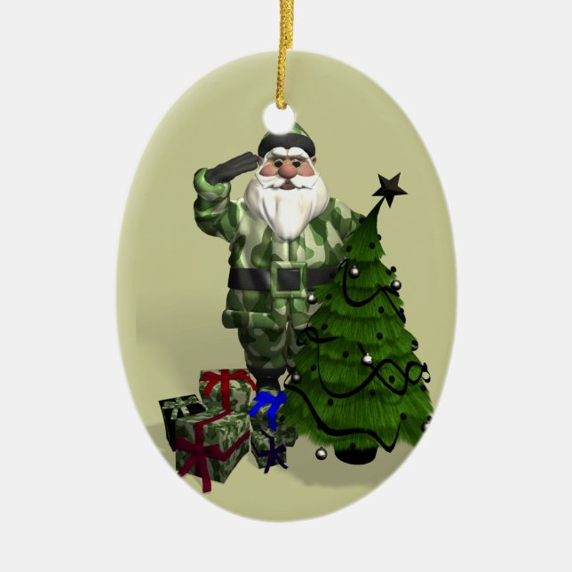 Sergeant Santa Claus Ceramic Tree Decoration (Front)