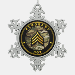 Sergeant SGT Snowflake Pewter Christmas Ornament