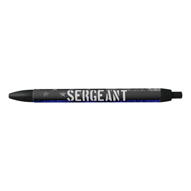 Sergeant Thin Blue Line Distressed Flag Black Ink Pen (Front)