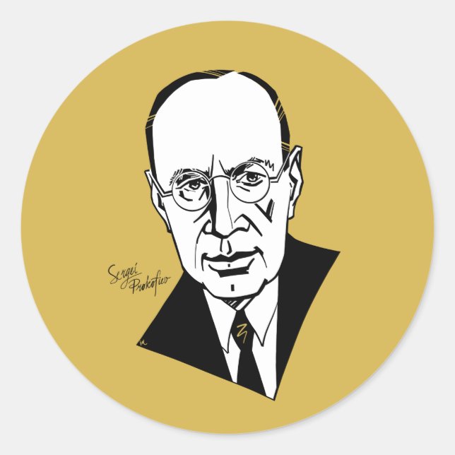 Sergei Prokofiev Classic Round Sticker (Front)