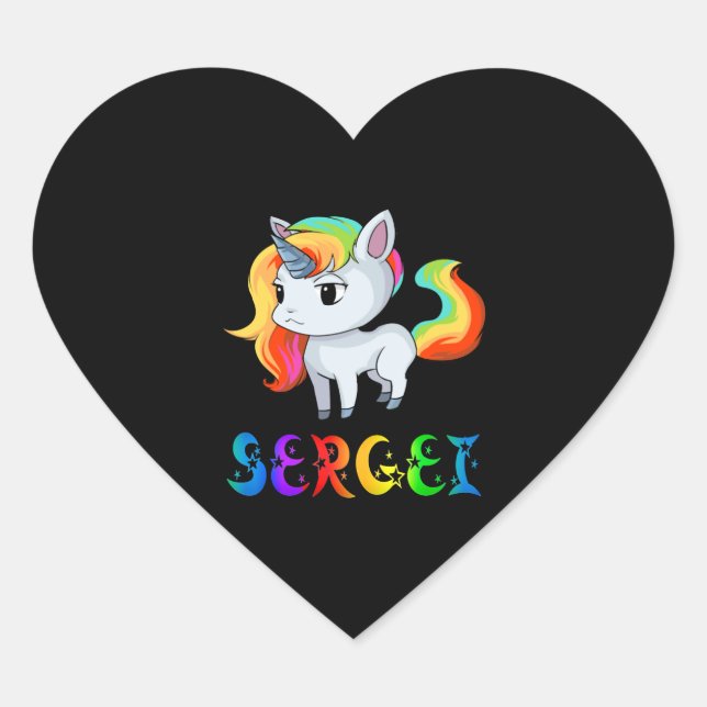 Sergei Unicorn Heart Sticker (Front)