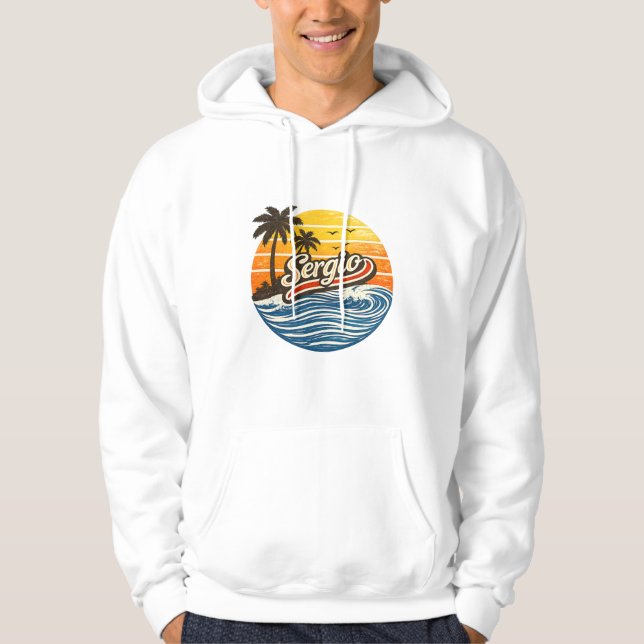 Sergio Retro Sunset Name Design Hoodie (Front)
