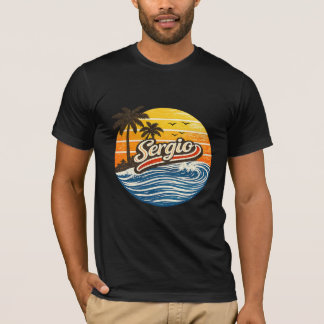 Sergio Retro Sunset Name Design T-Shirt