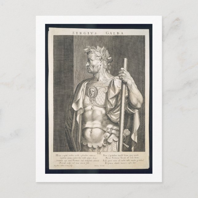 Sergius Galba Emperor of Rome 68 AD engraved by Ae Postcard (Front)