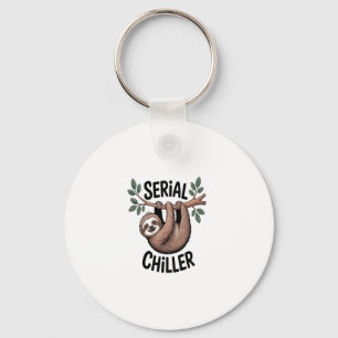 Serial Chiller Sloth Hanging from Branch Key Ring