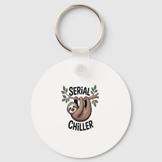Serial Chiller Sloth Hanging from Branch Key Ring (Front)