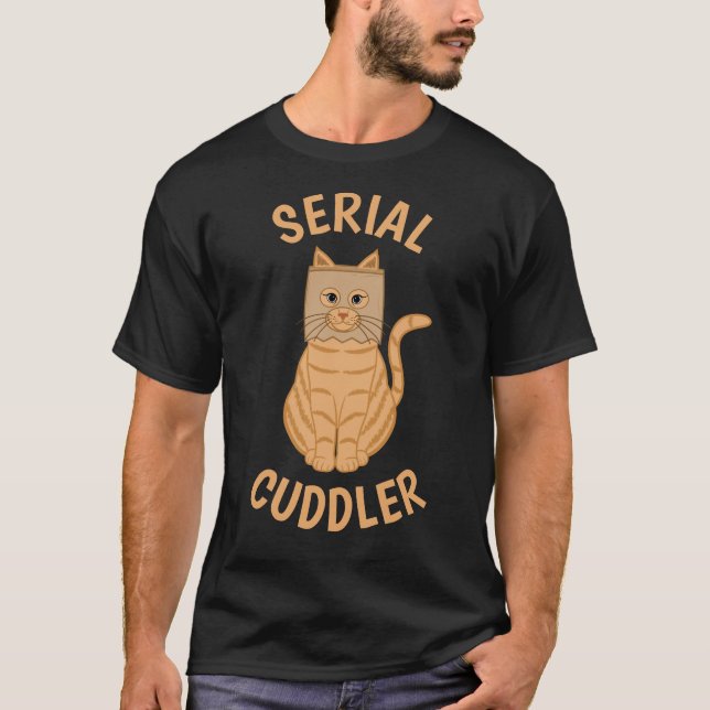 Serial Cuddler Cute Orange Cat T-Shirt (Front)