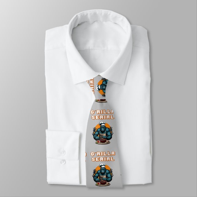 Serial G'rilla Master BBQ Griller Fun Pun Tie (Tied)