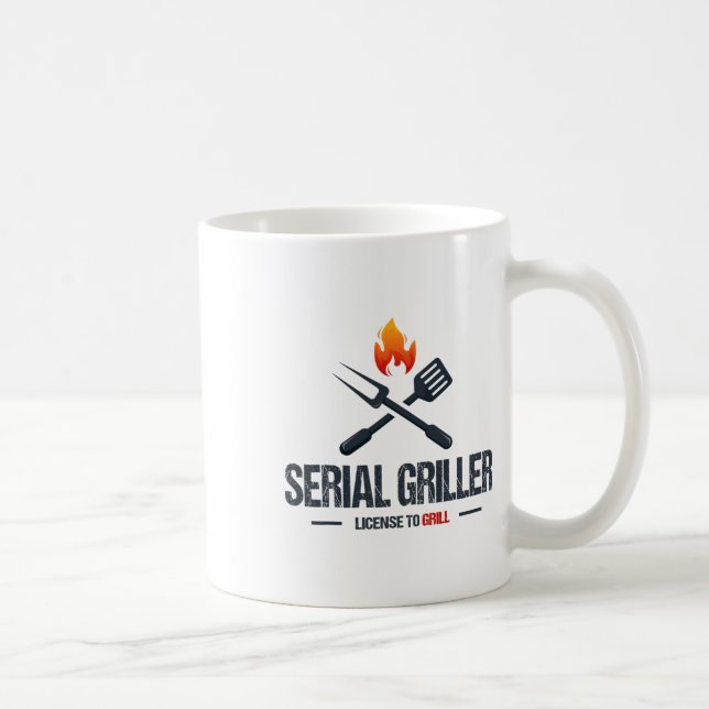 Serial Griller Bbq Smoker Grillmaster Funny Grill  Coffee Mug (Right)