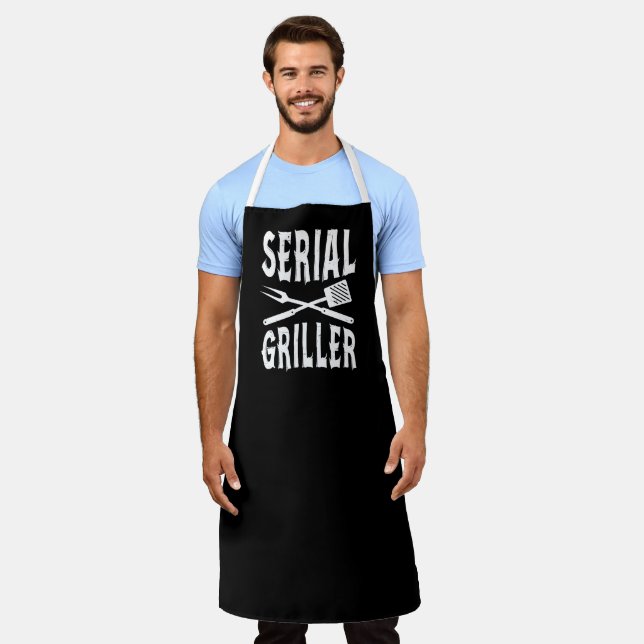 Serial Griller Funny BBQ Apron (Worn)
