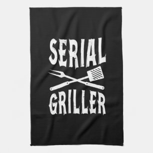 Serial Griller Funny BBQ Humour Gift Barbecue Love Tea Towel