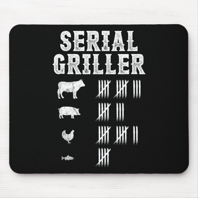 Serial Griller Funny Grilling Grill Bbq Master Fun Mouse Pad (Front)