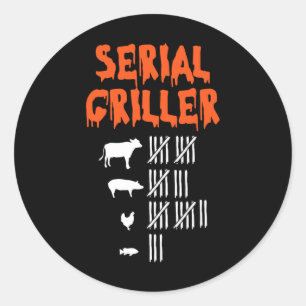 Serial Griller Lazy Halloween Costume Funny Bbq Ch Classic Round Sticker