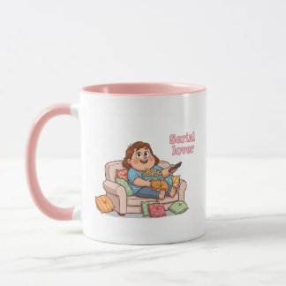 Serial Lover Mug – Cosy Night with Cat & Popcorn