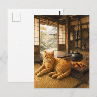 series_3_3|Cozy Irori Hearth Tabby Cat Japan Art Postcard